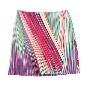 Etcetera white, blue, purple & teal watercolor striped mini skirt size 4